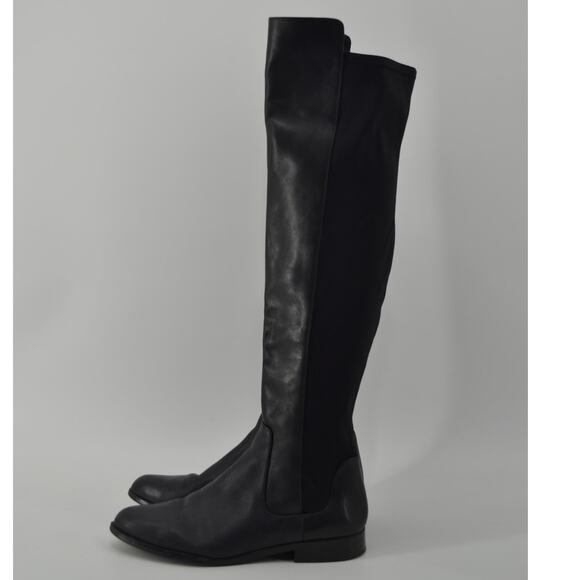 Clarks Shoes - Clarks Caddy Belle Knee High Boot Leather Black Minimalist 7